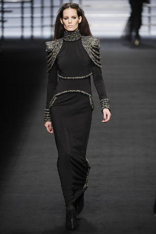 Vestido negro largo bordado en hombros y cintura Karl Lagerfeld